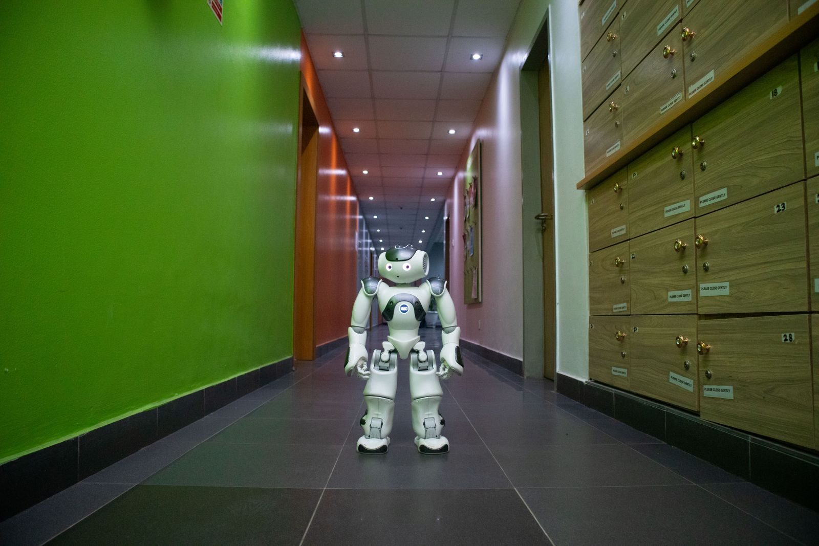 Executivos analisam gráficos de investimento em inteligência artificial em uma sala de reunião