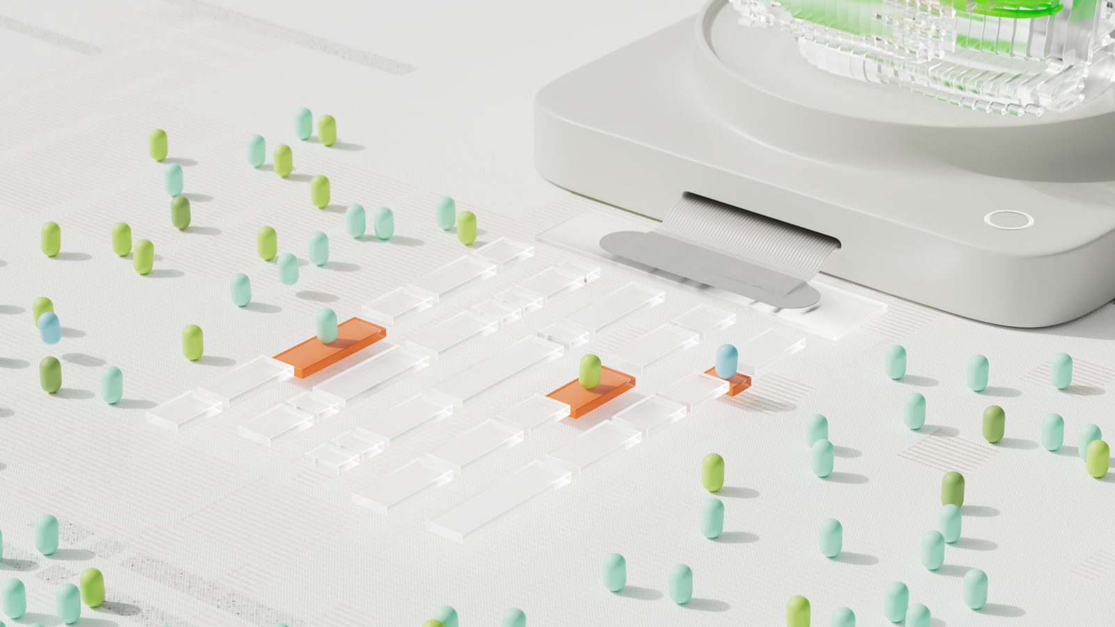 Ilustração de laboratório de pesquisa em inteligência artificial com servidores e telas de código