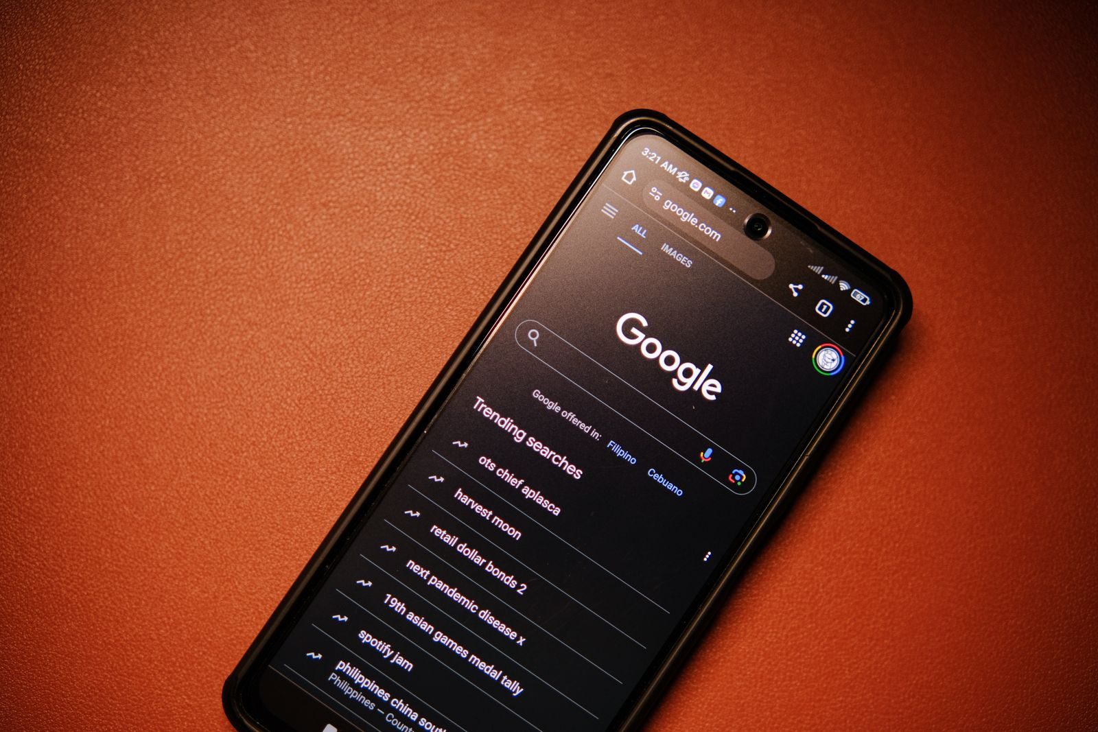 Tela de busca do Google em um notebook